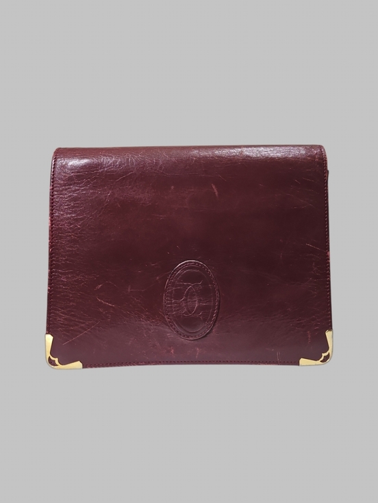 Cartier Handbags - Cartier Must Line Bordeaux Leather Clutch Bag